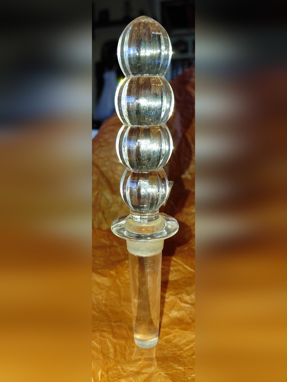 NEW lg 6" VILLEROY & BOCH "pearl" Crystal Clear Glass Bottle Stopper, Gift